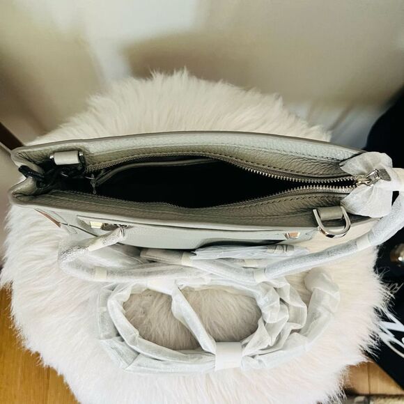 REBECCA MINKOFF Regan Leather Crossbody Bag,‎ Travel, Color: Gray (Perla), NEW - Picture 13 of 16